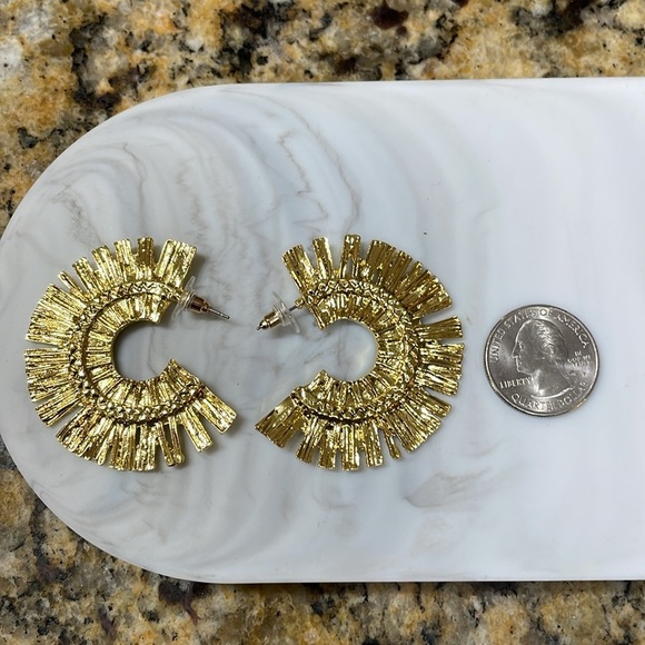 Zara Gold Flat Hoop Earrings - Picture 13 of 15